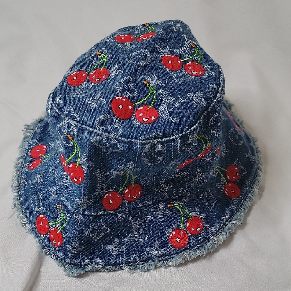 Louis Vuitton Denim Cherry Embroidered Hat